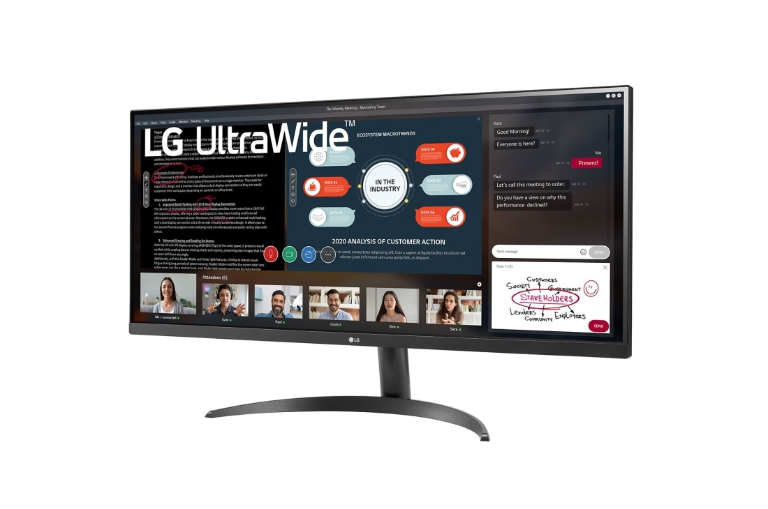 LG 34 colių UltraWide™ monitorius, vaizdas +15 laipsnių iš šono, 34WP500-B, thumbnail 2