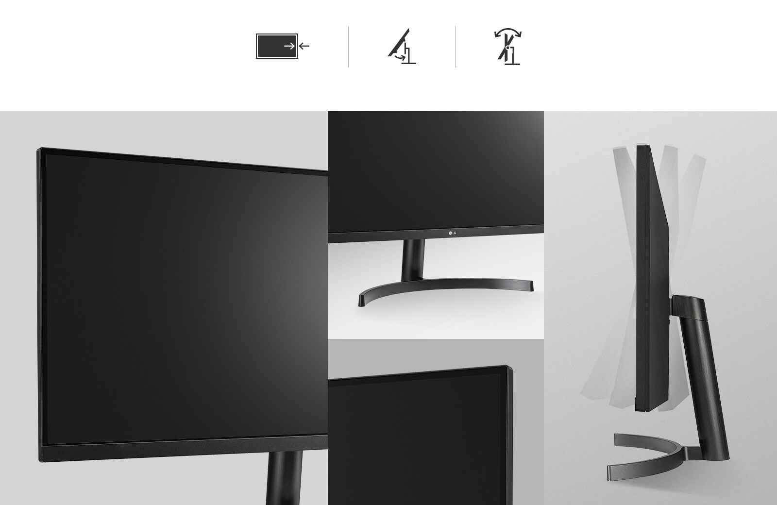 Ergonomiškas dizainas – praktiškai be rėmelio, „One Click“ stovas ir pavertimo reguliavimo funkcija