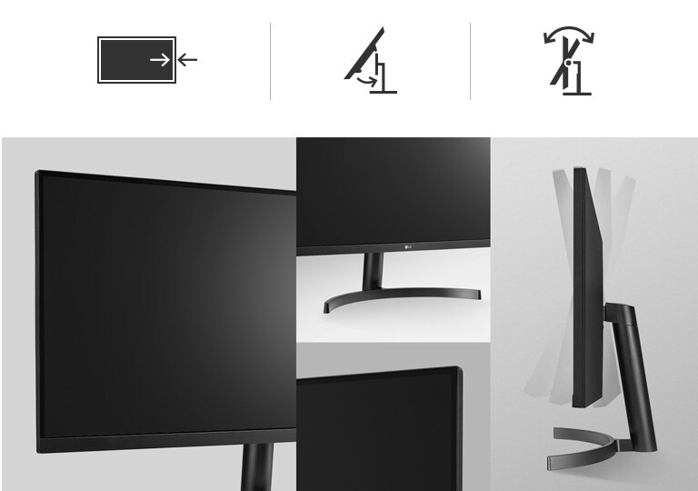 Ergonomiškas dizainas – praktiškai be rėmelio, „One Click“ stovas ir pavertimo reguliavimo funkcija