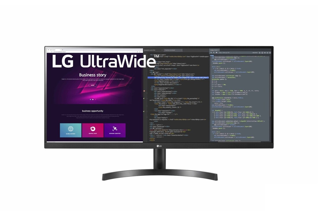 LG 34 colių UltraWide™ monitorius, vaizdas iš priekio, 34WN700-B