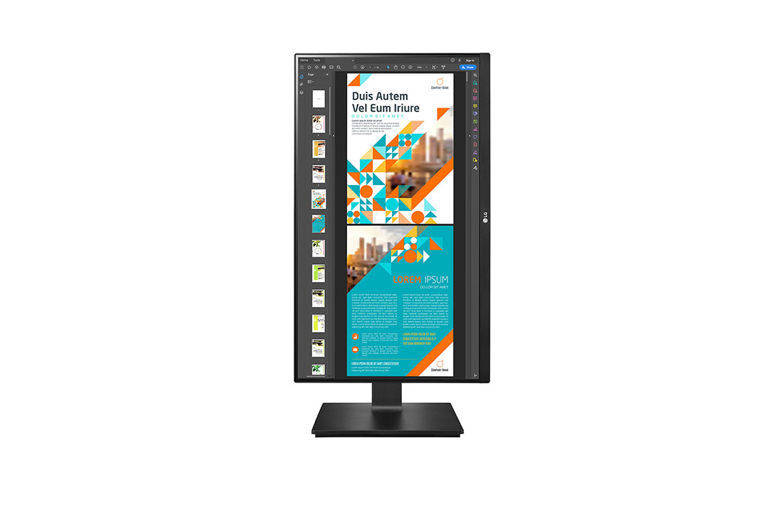 LG 24 colių QHD IPS monitorius, monitoriaus sukamo 90 laipsnių kampu į vertikalią padėtį vaizdas iš priekio, 24QP550-B, thumbnail 9