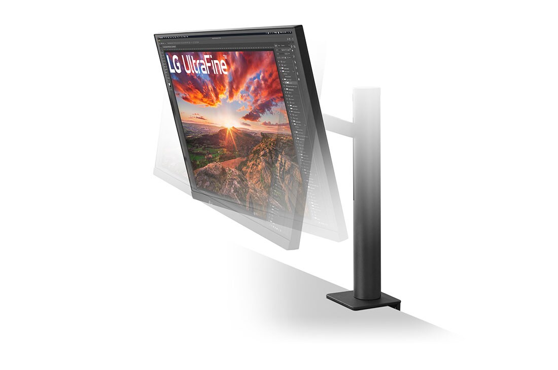 LG 27 colių Ergo IPS monitorius, palenkto žemyn monitoriaus vaizdas iš šono, 27UN880-B, thumbnail 5