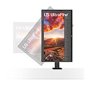 LG 27 colių Ergo IPS monitorius, paversto 90˚ diapazono kampu monitoriaus vaizdas iš šono, 27UN880-B, thumbnail 7