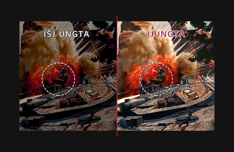 „Black Stabilizer“: IŠJUNGTA, palyginti su ĮJUNGTA