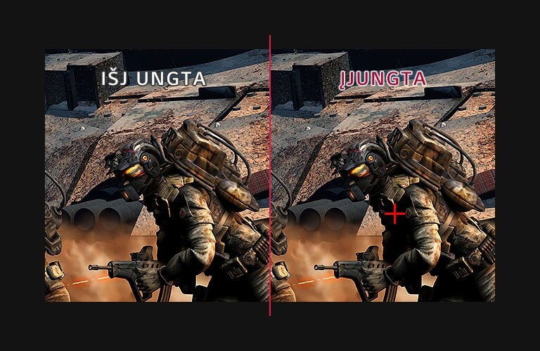 „Crosshair“: IŠJUNGTA, palyginti su ĮJUNGTA