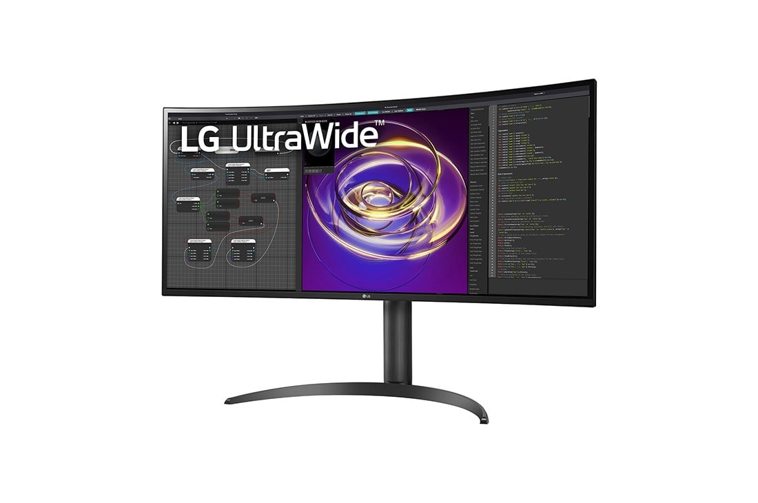 LG 34 col. 21:9 lenktas „UltraWide™“ QHD (3440 × 1440) monitorius, vaizdas +15 laipsnių iš šono, 34WP85C-B, thumbnail 2