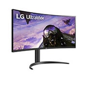 LG 34 col. 21:9 lenktas „UltraWide™“ QHD (3440 × 1440) monitorius, perspektyvinis vaizdas, 34WP65C-B, thumbnail 4