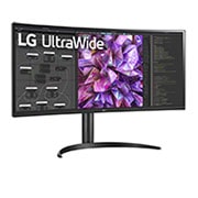 LG 34 col. 21:9 lenktas „UltraWide™“ QHD (3440 × 1440) monitorius, vaizdas +15 laipsnių iš šono, 34WQ75C-B, thumbnail 3