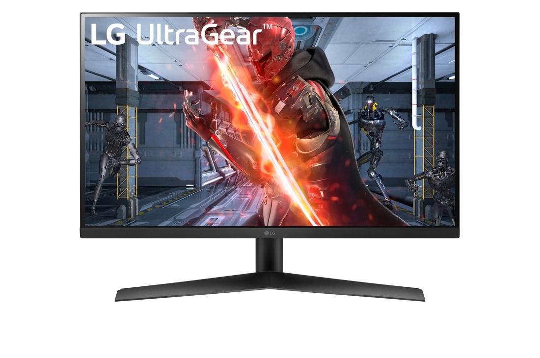 LG 27 col. „UltraGear™ Full HD IPS“ 1 ms (GtG) žaidimų monitorius, suderinamas su NVIDIA® G-SYNC®, vaizdas iš priekio, 27GN60R-B