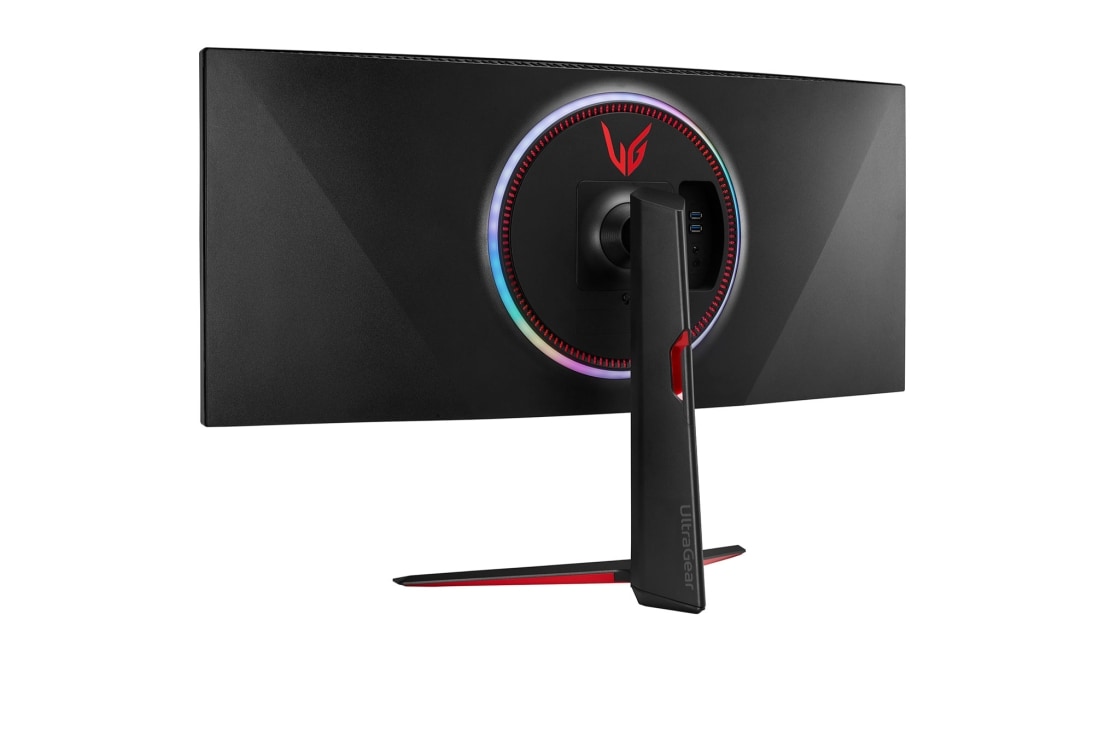 LG 38 colių UltraGear™ monitorius žaidimams,  perspektyvinis vaizdas iš galo įvairių atspalvių šviesoms esant įjungtoms, 38GN950P-B, thumbnail 9