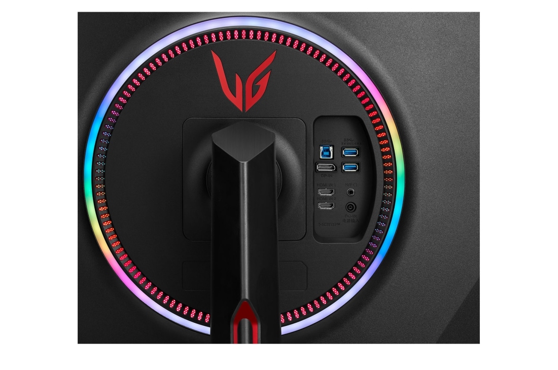 LG 38 colių UltraGear™ monitorius žaidimams,  prievadų vaizdas stambiu planu įvairių atspalvių šviesoms esant įjungtoms, 38GN950P-B, thumbnail 11