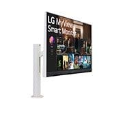 LG 32 colių 4K UHD išmanusis monitorius su „webOS“ ir „Ergo“ stovu, perspektyvinis vaizdas, 32SQ780S-W, thumbnail 3