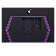 LG 27” LG „UltraGear™“ UHD monitorius žaidimams su 144 Hz atnaujinimo dažniu, prievadų vaizdas stambiu planu su šviečiančiomis lemputėmis, 27GR93U-B, thumbnail 12