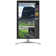 LG 27 in UHD 4K IPS ekranas su 2000:1 kontrasto santykiu, vaizdas iš priekio, sukant ekraną 90 laipsnių kampu į vertikalią padėtį, 27UQ850V-W, thumbnail 10