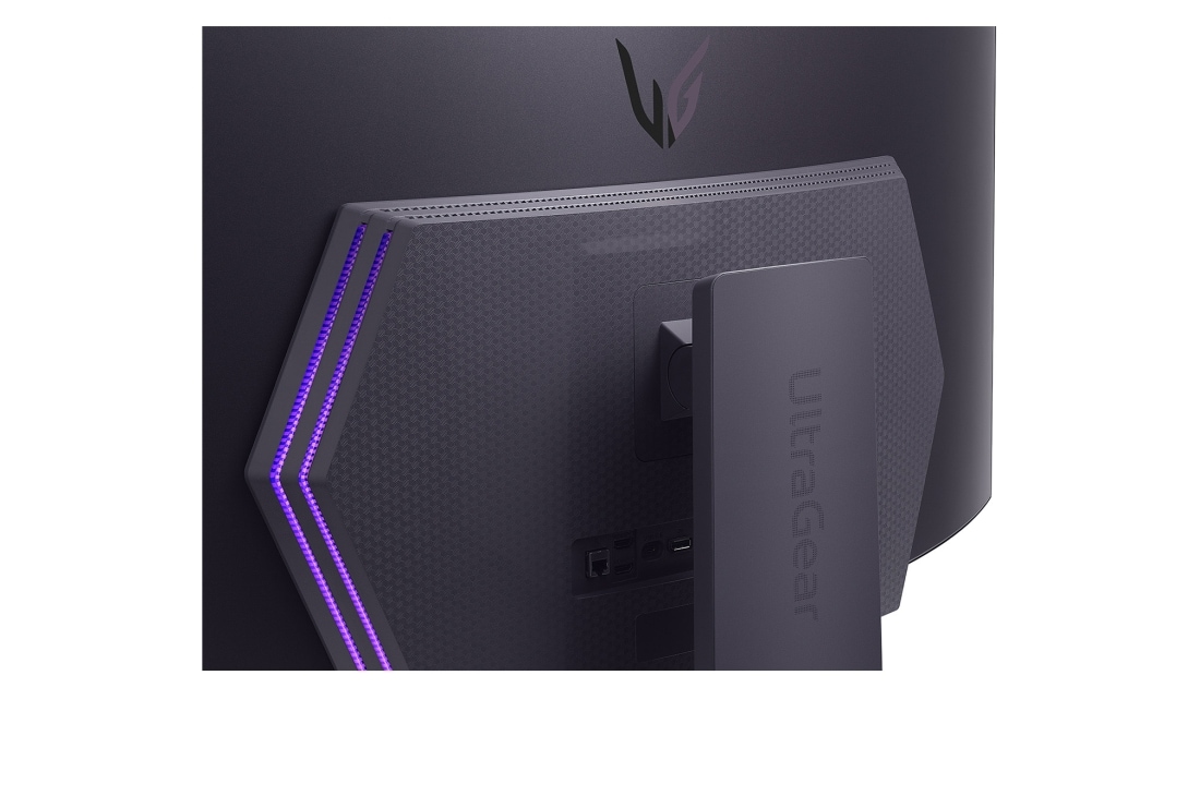 LG UltraGear™ 45 in OLED 240 Hz WQHD Curved Smart Gaming, Monitor | webOS, 0,03ms (GtG), 240Hz, DisplayHDR True Black 400, galinės emblemos vaizdas stambiu planu, 45GX90SA-B, thumbnail 14
