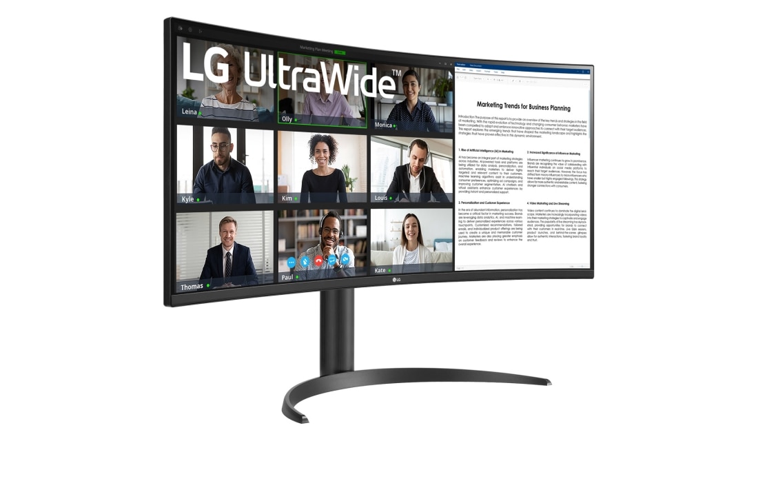 LG 34 in UltraWide QHD išlenktas monitorius su USB Type-C™, perspektyvinis vaizdas, 34WR55QK-B, thumbnail 4