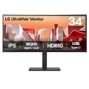 LG 34 in UltraWide QHD išlenktas IPS monitorius su USB Type-C™	, vue avant, 34BA75QE-B, thumbnail 1