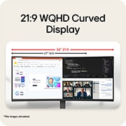 LG „LG UltraWide™“ 34&nbsp;col. 144 Hz WQHD išlenktas (1800R) monitorius 34U640B su USB-C, HDR 10 ir sRGB 99 % (tipinė reikšmė), LG 34&nbsp;col. 21:9 WQHD išlenktas ekranas, lyginamas su 27&nbsp;col. 16:9 ekranu, iliustruojantis išplėstą horizontalią darbo erdvę., 34U640B-B, thumbnail 5