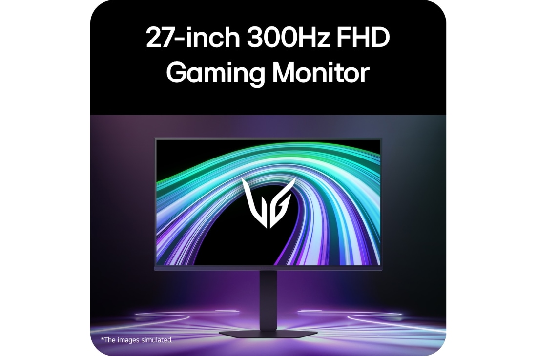 LG 27&nbsp;colių UltraGear™ G5, 300&nbsp;Hz FHD žaidimų monitorius, Žaidimų monitoriaus vaizdas iš priekio, pateiktas futuristinėje, neono stiliaus aplinkoje., 27G550B-B, thumbnail 4