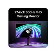 LG 27&nbsp;colių UltraGear™ G5, 300&nbsp;Hz FHD žaidimų monitorius, Žaidimų monitoriaus vaizdas iš priekio, pateiktas futuristinėje, neono stiliaus aplinkoje., 27G550B-B, thumbnail 4