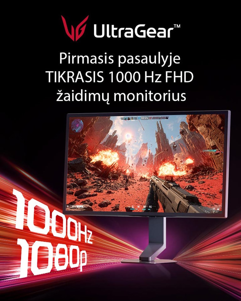UltraGear G5 – pirmasis pasaulyje tikrasis 1000&nbsp;Hz FHD 1080p žaidimų monitorius (25G590B)