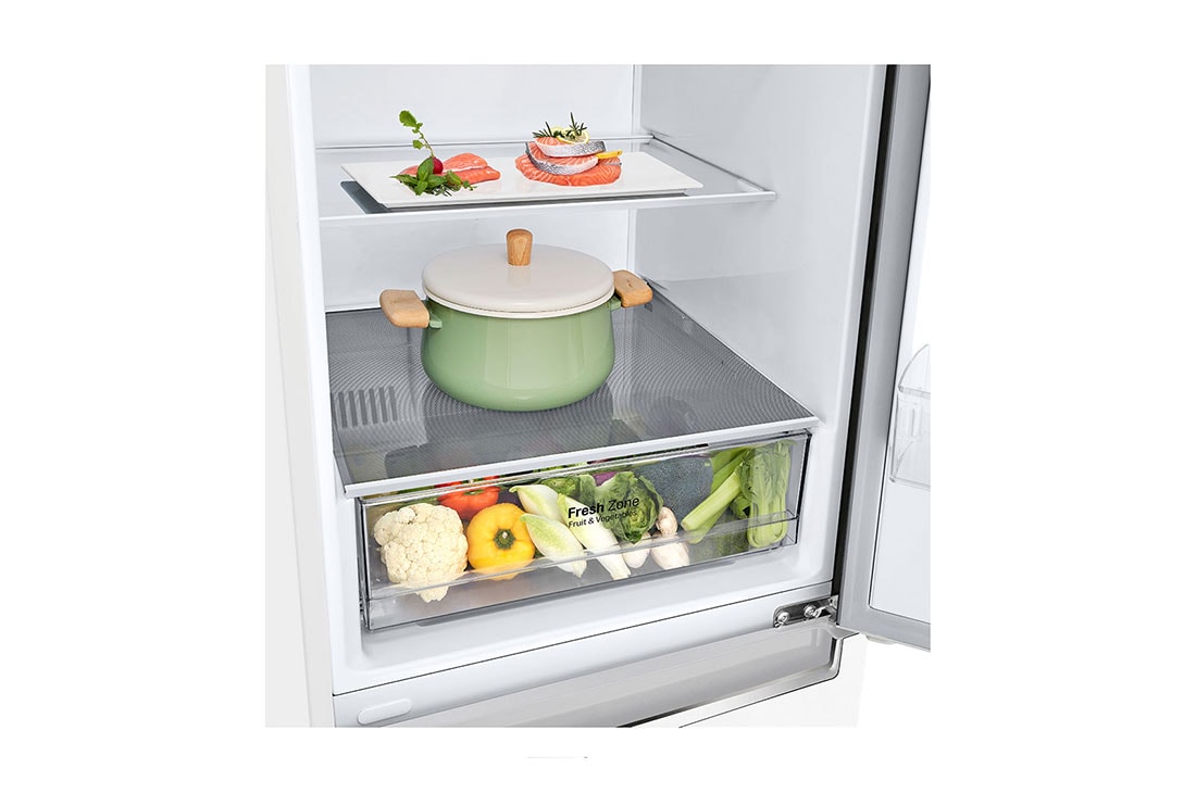 LG Šaldytuvas su šaldikliu apačioje |1.86 m | 341L | Baltas | E klasė | DoorCooling | Total No Frost |GBP31SWLZN, GBP31SWLZN, thumbnail 5