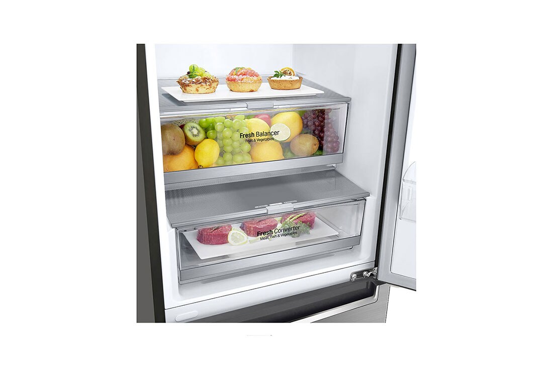 LG Šaldytuvas su šaldikliu apačioje&nbsp;|2.03 m |&nbsp;384L | Pilka | E klasė | DoorCooling | Total No Frost&nbsp;|GBB72PZDMN, E klasės šaldytuvas, GBB72PZDMN, thumbnail 3