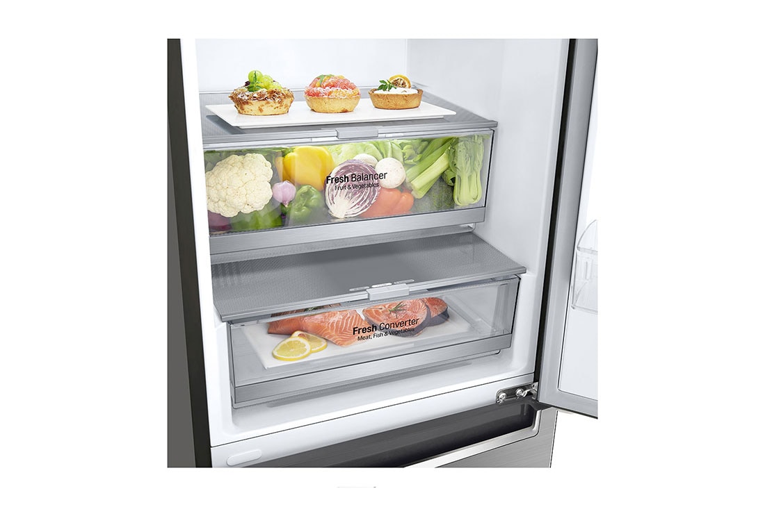 LG Šaldytuvas su šaldikliu apačioje |1.86m | 341L | Pilka | E klasė | DoorCooling | Total No Frost |GBB71PZDMN, E klasės šaldytuvas, GBB71PZDMN, thumbnail 7