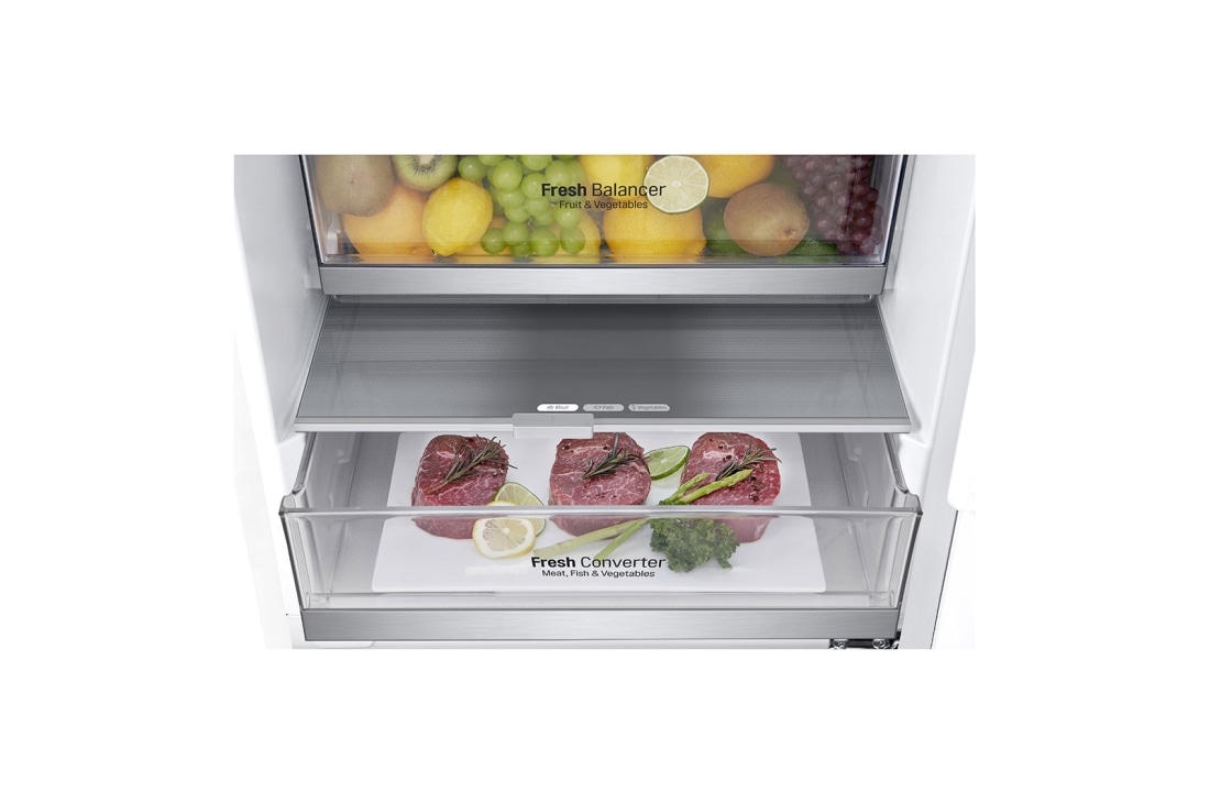 LG Šaldytuvas su šaldikliu apačioje |2.03m | 384L | Baltas | E klasė | DoorCooling | Total No Frost |GBB72SWDMN, GBB72SWDMN, thumbnail 7