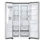 LG Side-by-Side Door-in-Door™ šaldytuvas, 635L, plotis 91,3cm, aukščio 179cm, Total No Frost, iš dešinės atidaryto šaldytuvo vaizdas iš priekio, GSJV91BSAE, thumbnail 11