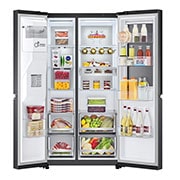 LG dviduris šaldytuvas | InstaView™ Door-in-Door | 635L | aukščio 1.79m | plotis 91.3cm | Pilka| E klasė | WiFi | DoorCooling | Total No Frost | GSXV90MCAE, „InstaView“ šviesa išjungta, GSXV90MCAE, thumbnail 3