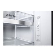 LG Side-by-Side InstaView Door-in-Door™ šaldytuvas, 635L, plotis 91,3cm, aukščio 179cm, Total No Frost, pagalbinio stalčiaus vaizdas, GSXV90BSDE, thumbnail 9