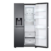 LG 635L No-Frost Side-by-Side šaldytuvas, plotis 91,3cm, aukščio 179cm , iš dešinės atidaryto šaldytuvo vaizdas iš priekio, GSLV90MCAE, thumbnail 11
