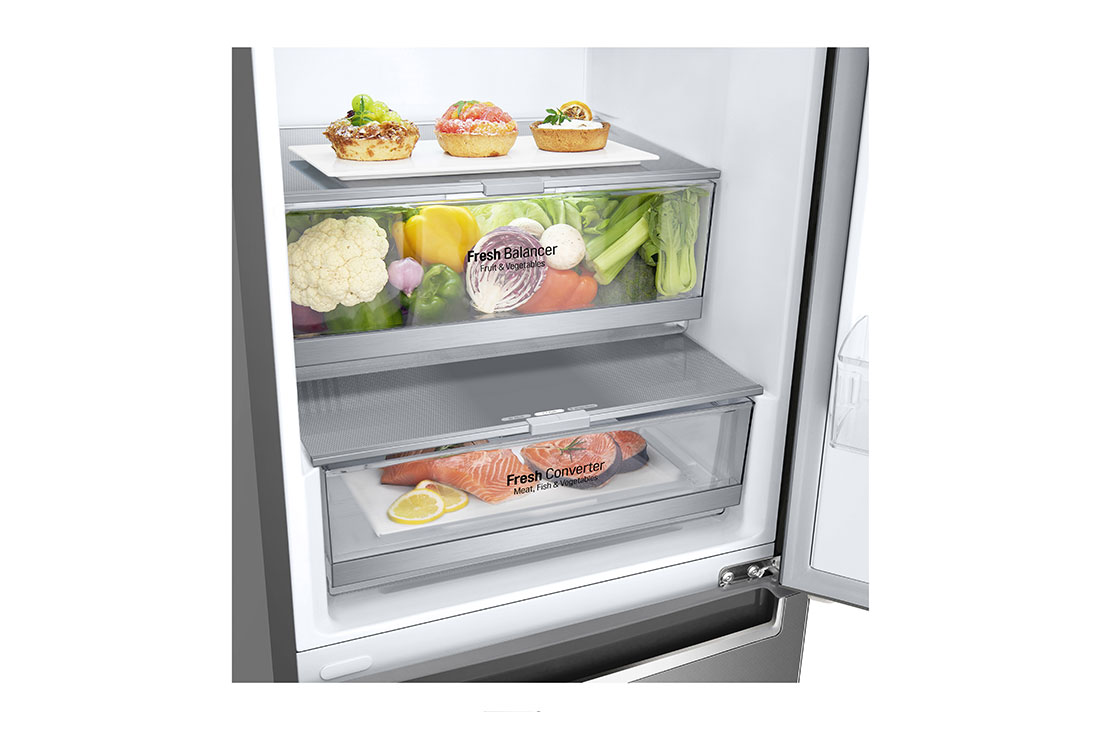 LG Šaldytuvas su šaldikliu apačioje |2.03m | 384L | Pilka | C klasė | DoorCooling | Total No Frost |GBB72SAVCN1, GBB72SAVCN1, thumbnail 4