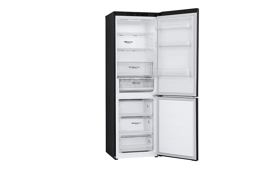 LG Šaldytuvas su šaldikliu&nbsp;apačioje | 1.86m |&nbsp;344L | Juoda |&nbsp;D&nbsp;klasė | DoorCooling | Total No Frost&nbsp;| GBV3100DEP, Left open without food, GBV3100DEP, thumbnail 12