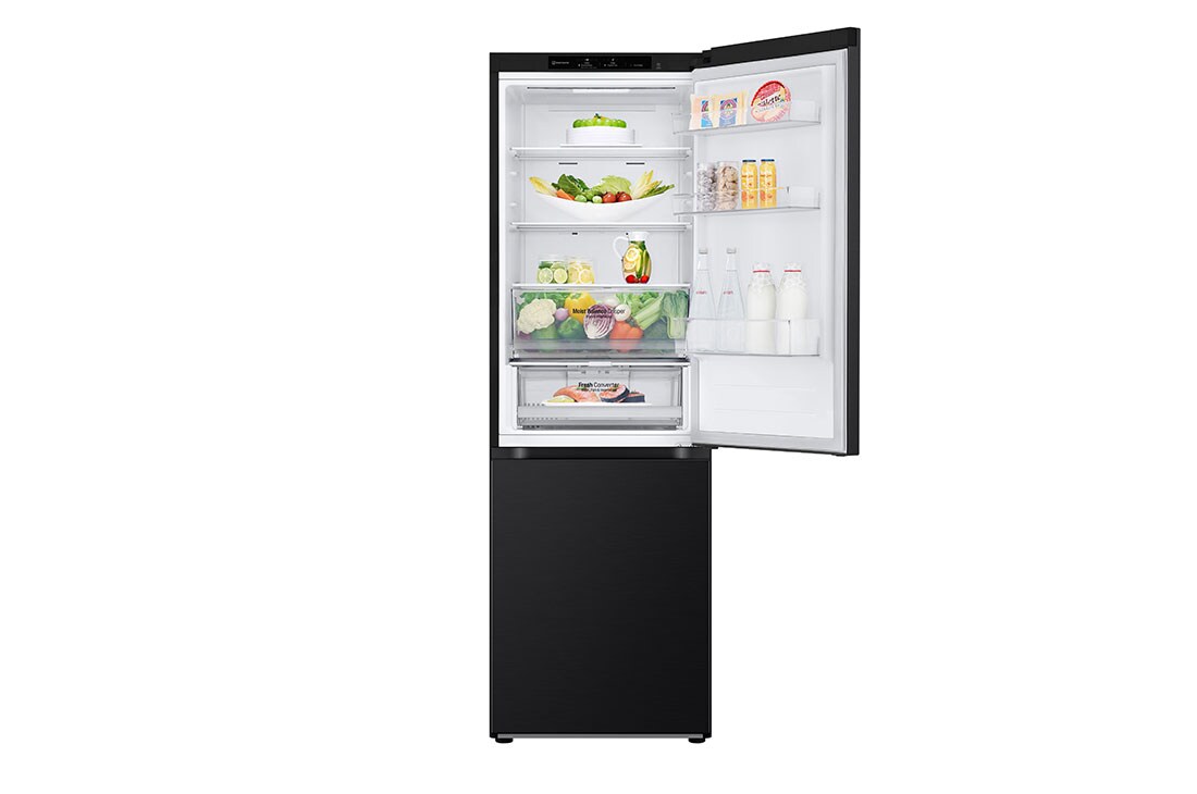 LG Šaldytuvas su šaldikliu&nbsp;apačioje | 1.86m |&nbsp;344L | Juoda |&nbsp;D&nbsp;klasė | DoorCooling | Total No Frost&nbsp;| GBV3100DEP, Front to open with food, GBV3100DEP, thumbnail 10