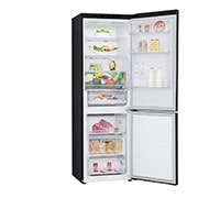 LG Šaldytuvas su šaldikliu&nbsp;apačioje | 1.86m |&nbsp;344L | Juoda |&nbsp;D&nbsp;klasė | DoorCooling | Total No Frost&nbsp;| GBV3100DEP, Left open with food, GBV3100DEP, thumbnail 11