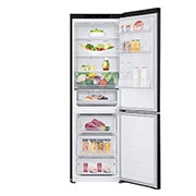 LG Šaldytuvas su šaldikliu&nbsp;apačioje | 1.86m |&nbsp;344L | Juoda |&nbsp;D&nbsp;klasė | DoorCooling | Total No Frost&nbsp;| GBV3100DEP, front view all open food, GBV3100DEP, thumbnail 3