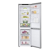 LG Šaldytuvas su šaldikliu apačioje |1.86m | 344L | Pilka| C klasė | DoorCooling | Total No Frost |GBV31E0CPY, Front Open view with Food, GBV31E0CPY, thumbnail 2