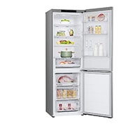 LG Šaldytuvas su šaldikliu apačioje |1.86m | 344L | Pilka| C klasė | DoorCooling | Total No Frost |GBV31E0CPY, Left Side Open view with Food, GBV31E0CPY, thumbnail 10