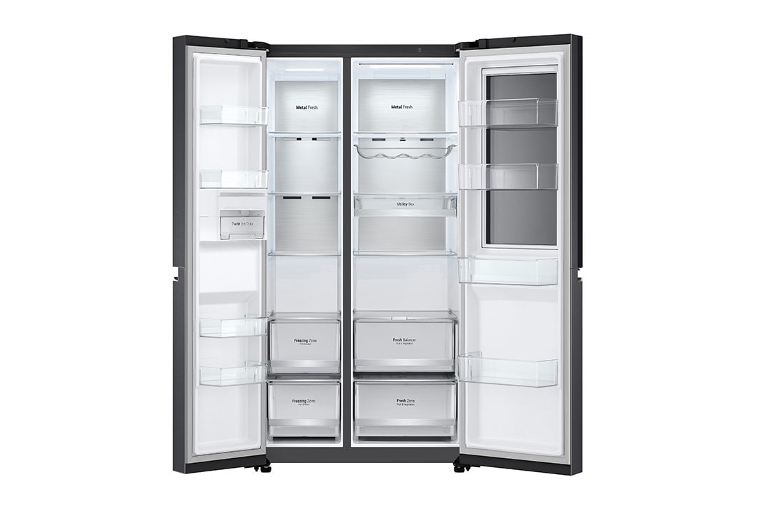 LG Side-by-Side InstaView Door-in-Door™ šaldytuvas, 635L, plotis 91,3cm, aukščio 179cm, Total No Frost, „InstaView“ šviesa įjungta, GSQV90MCAE, thumbnail 4