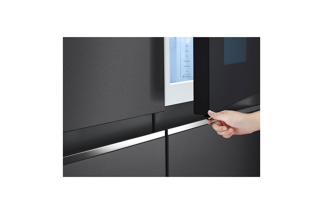 LG Side-by-Side InstaView Door-in-Door™ šaldytuvas, 635L, plotis 91,3cm, aukščio 179cm, Total No Frost, stalčiaus vaizdas, GSQV90MCAE, thumbnail 6