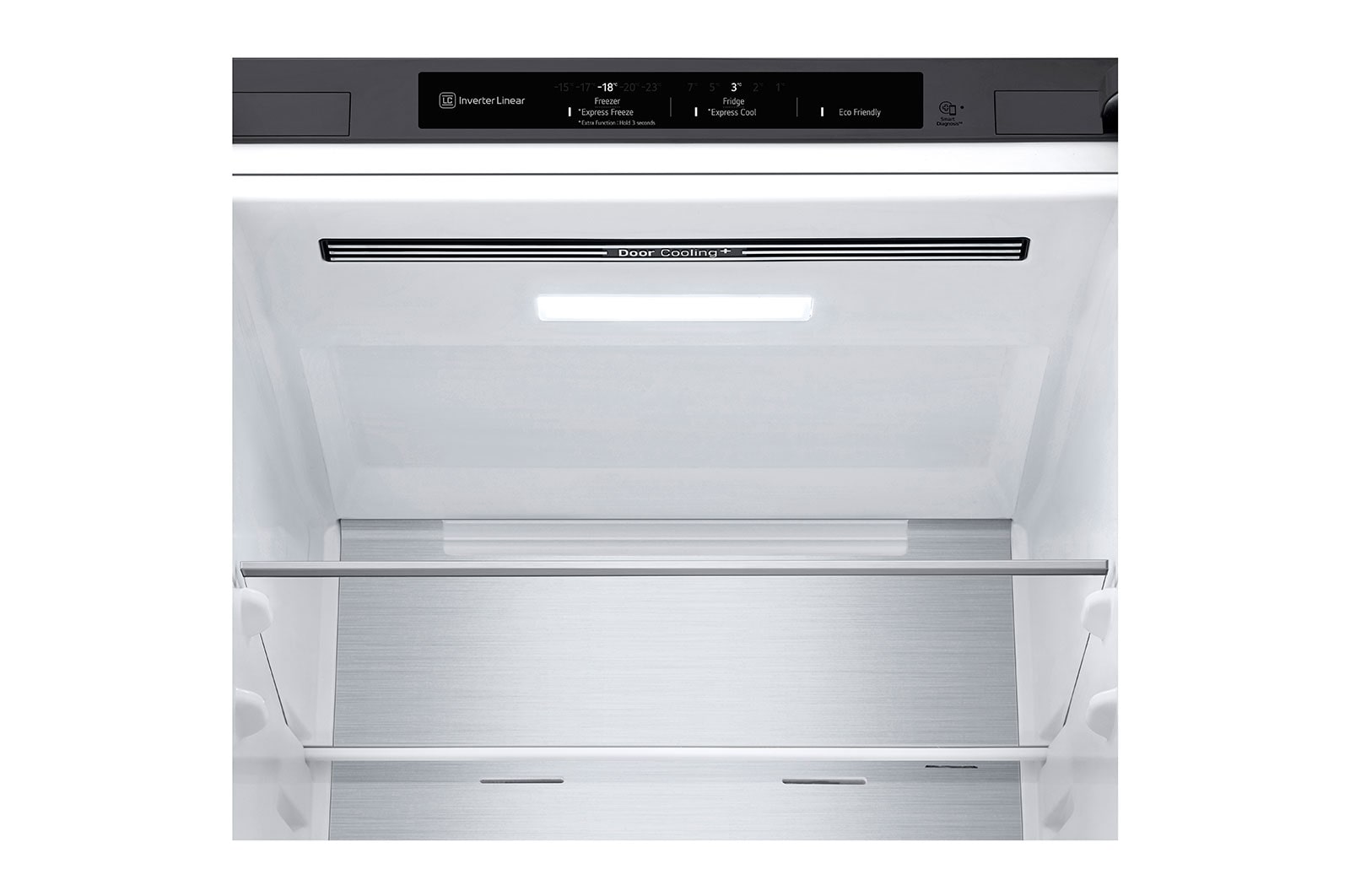 LG Šaldytuvas su šaldikliu apačioje |1.86m |  387L | Juoda | C klasė | DoorCooling | Total No Frost | GBV7180CEV, inside display view, GBV7180CEV, thumbnail 9