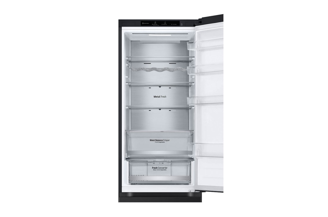 LG šaldytuvas su šaldikliu apačioje | 2.03m | 387L | Juoda | C klasė | DoorCooling+™ | Fresh Converter™,  open door view no fill, GBV5240CEP, thumbnail 10
