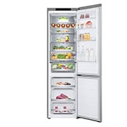 LG šaldytuvas su šaldikliu apačioje | 2.03m | 387L | Sidabras | C klasė | DoorCooling+™ | Fresh Converter™, Front all door open with food view, GBV5240CPY, thumbnail 2
