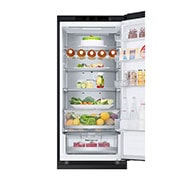 LG Šaldytuvas su šaldikliu&nbsp;apačioje |2.03m |&nbsp;&nbsp;387L | Juoda |&nbsp;C klasė | DoorCooling | Total No Frost&nbsp;| GBV7280CEV, top inside view with food, GBV7280CEV, thumbnail 9