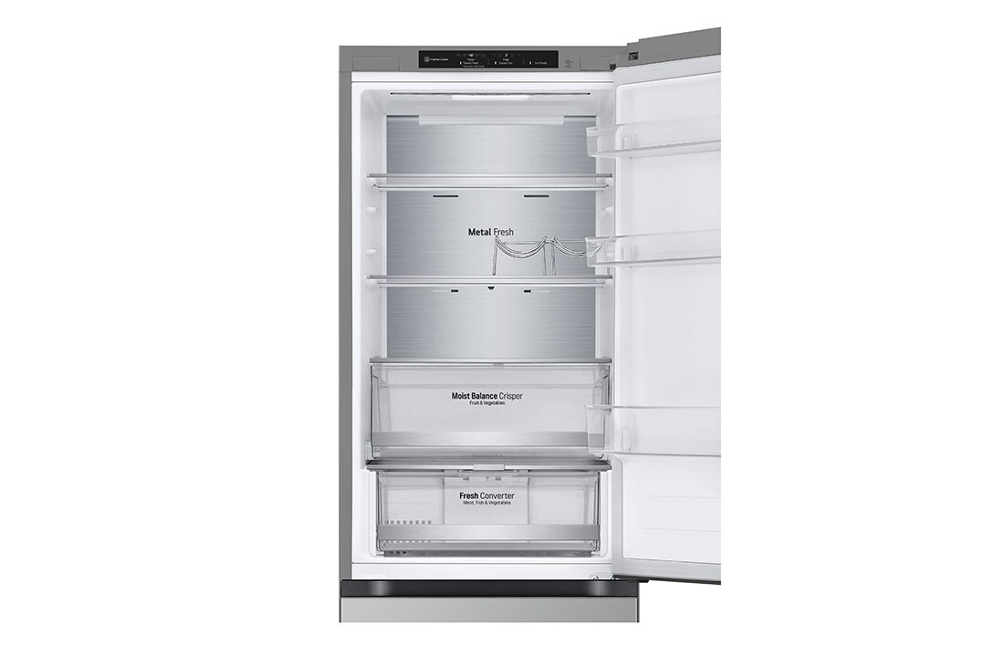 LG Šaldytuvas su šaldikliu apačioje |1.86m | 344L | Pilka| C klasė | DoorCooling | Total No Frost | GBV5140CPY, Front Top Open without Food, GBV5140CPY, thumbnail 10