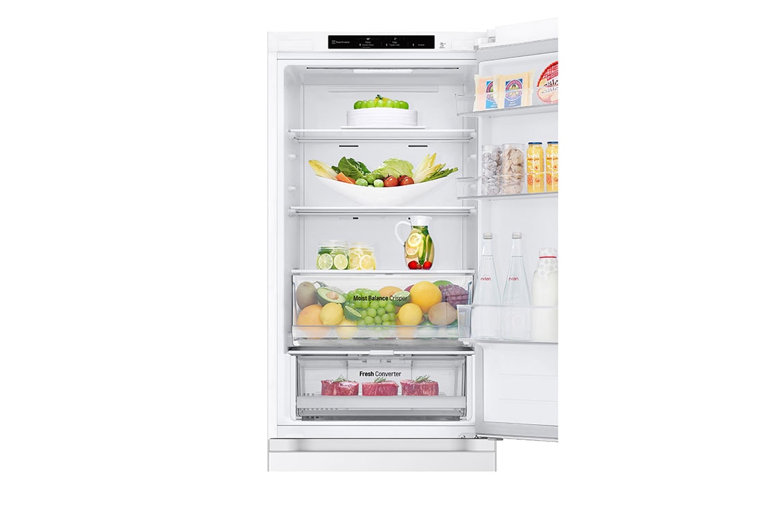 LG Šaldytuvas su šaldikliu&nbsp;apačioje | 1.86m |&nbsp;344L | Baltas |&nbsp;D&nbsp;klasė | DoorCooling | Total No Frost&nbsp;| GBV3100DSW, Drawers with food, GBV3100DSW, thumbnail 7