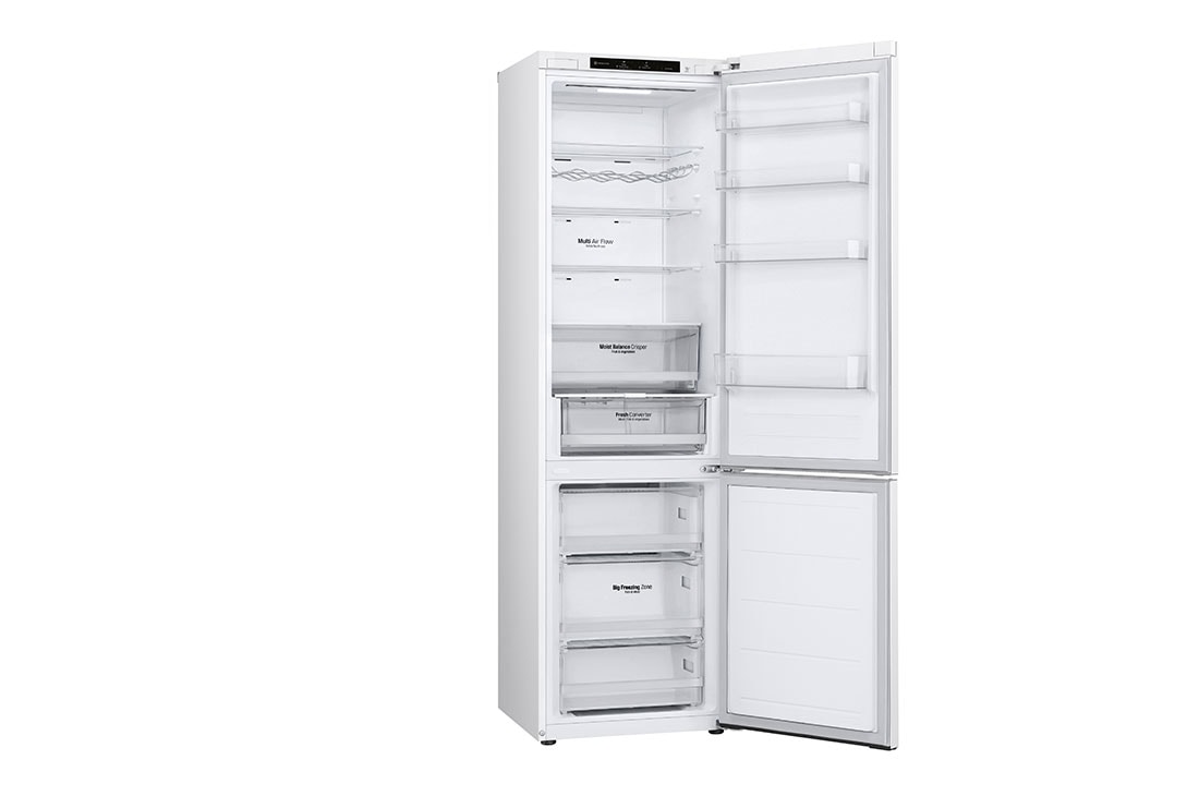 LG šaldytuvas su šaldikliu apačioje | 2.03m | 387L | Baltai | D klasė | Fresh Converter™ | Vyno lentyna, Left Side Door Open, GBV3200DSW, thumbnail 12
