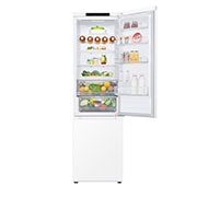 LG šaldytuvas su šaldikliu apačioje | 2.03m | 387L | Baltai | D klasė | Fresh Converter™ | Vyno lentyna, Front Top Door Open With Food, GBV3200DSW, thumbnail 2